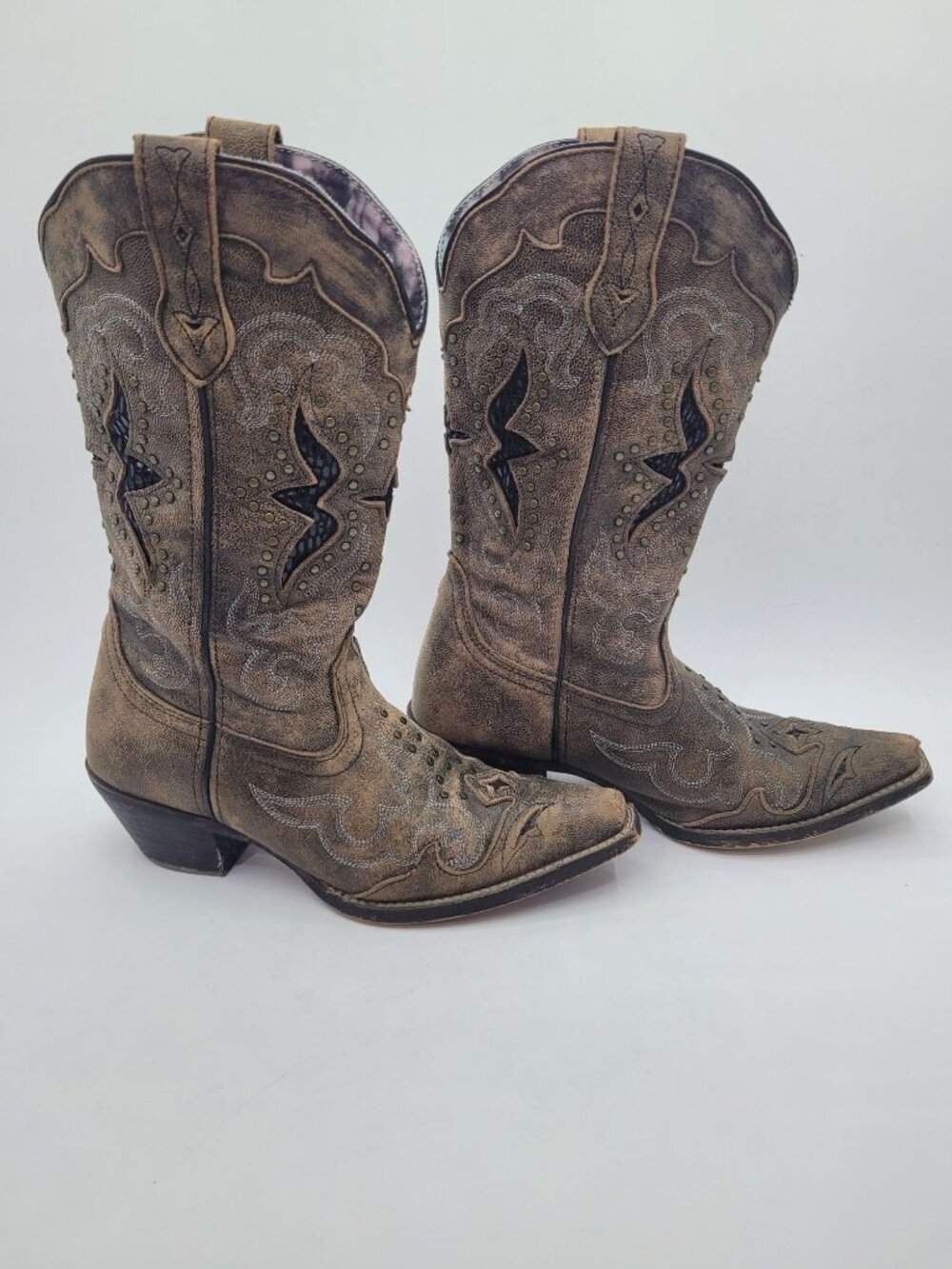 Laredo Lucretia Studded Snake Inlay Snip Toes Western Boots Women's Size 7 - Picture 3 of 9